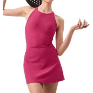 ALO Yoga | Dresses | Alo Yoga Nwt Backspin Tennis Dress Dress Halter Self  Bra Shorts Fit Pink L | Poshmark